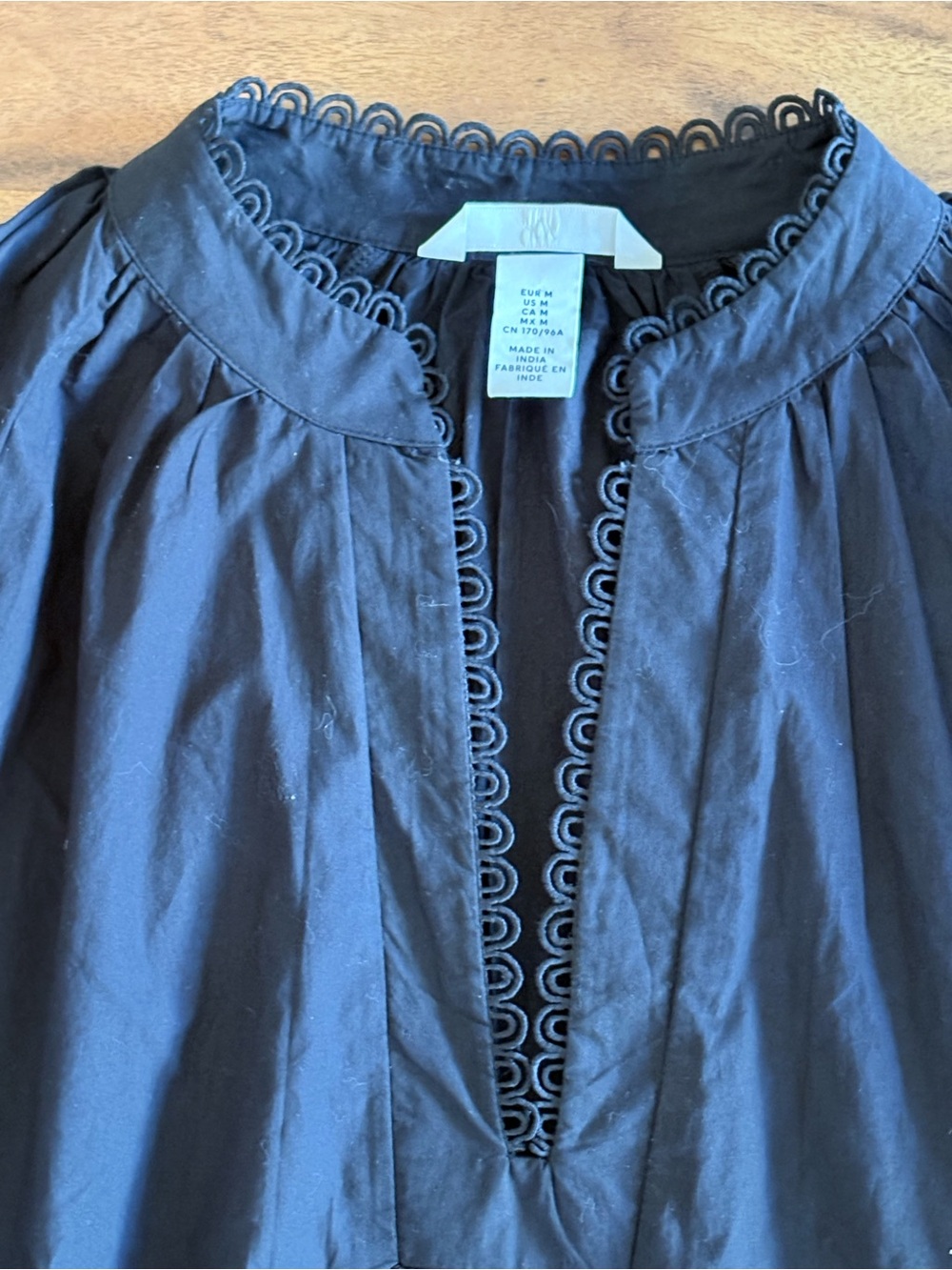 NEW H&M Women’s Black Dropwaist Cotton Eyelet Dress Size Medium M - Picture 6 of 9
